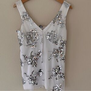 Teenie Weenie‎ Vintage Y2K Babydoll Top 1X White Mesh Sequin Ethereal Fairycore